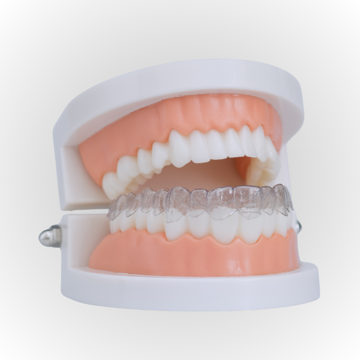 Set of clear Invisalign aligner trays